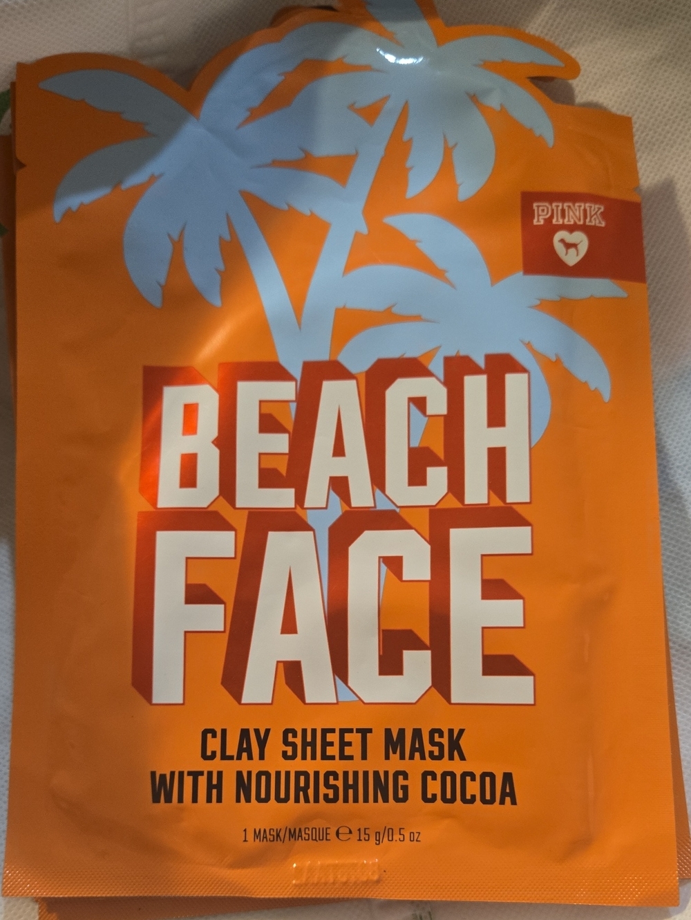 PINK Beach Face Clay Sheet Mask - Orange & Light Blue Packaging